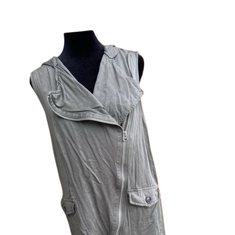 BKE olive green, full zip front with a hood, vest, Women's size S